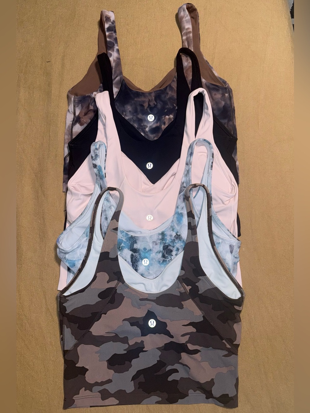 Lululemon athletica Tank Top Set of 5 in Pink, Black, Blue, Tie-dye, & Camo